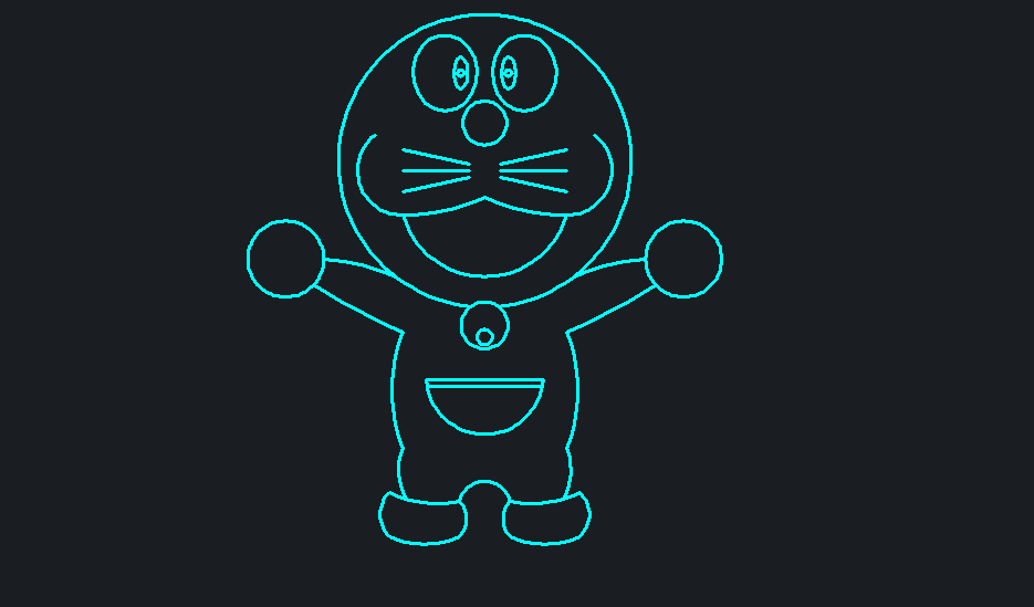 CAD新手福利：手把手教你画一个哆啦A梦