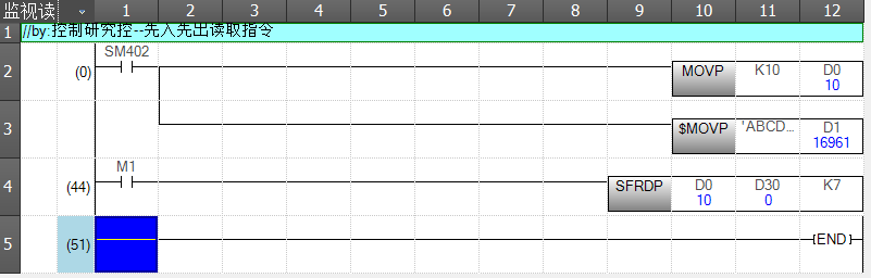三菱PLC中的先进先出读取指令