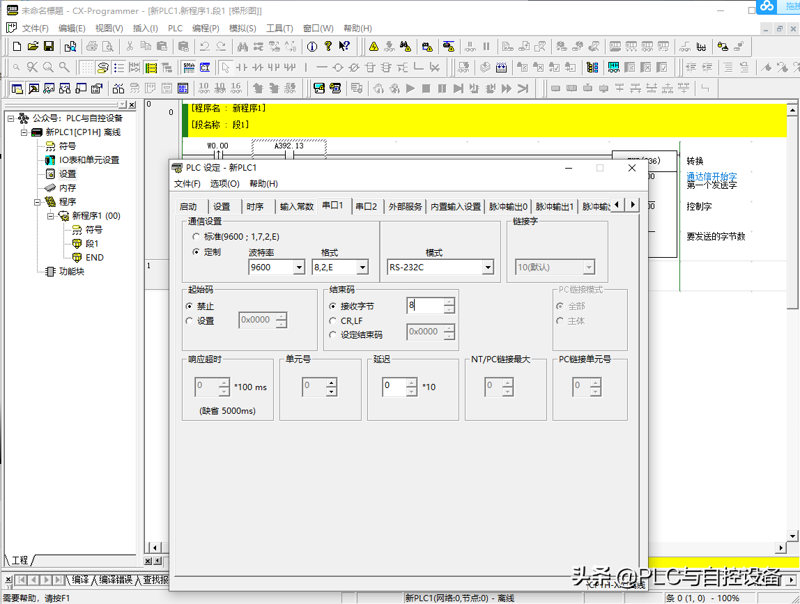 欧姆龙CP1H系列PLC无协议通信程序实例